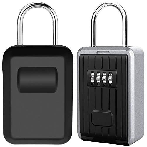 Schlüsseltresor Schlüsselsafe mit 4-stelliger Zahlencode, Wandmontage Schlüsselbox mit Bügel Große Kapazität Key Safe für Aussen Innen Auto Garage Home Office Schlüssel und Zugangskarte (Schwarz) von TEUEN