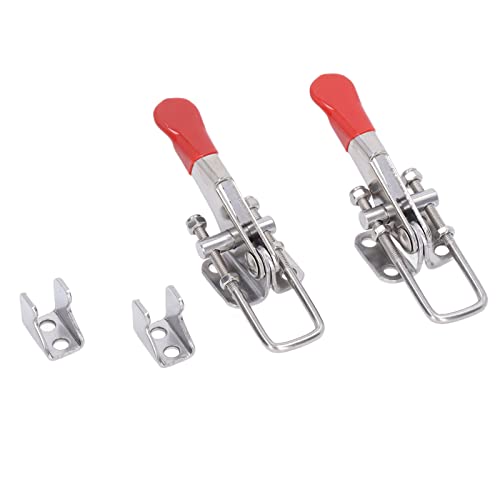 2pcs Heavy Duty Toggle Clamp Pull -Riegel, einstellbare 304 Edelstahl, schnell freigegebene U -Bolzen, 400 lbs Kapazitäts -Kit für Workshop-, Holzbearbeitung und DIY -Projekte von TEUOPIOE