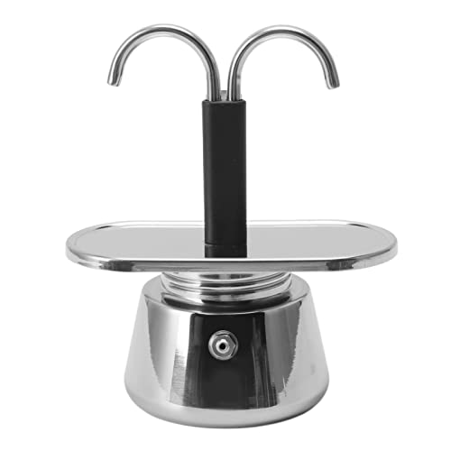 TEUOPIOE 100 ml Edelstahl Italienischer Stil Kocher Espressos Maker 2 Tasse Manualkaffeekanne mit Dualausläufen für die Küche zu Hause, Reisen und Camping ideal für Kaffee -Enthusiasten von TEUOPIOE