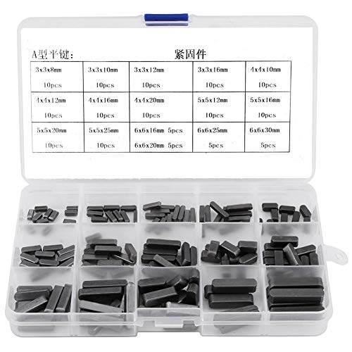TEUOPIOE Steel Machine Keyway Combination, 140PCS Professional Parallel Drive Shaft Key Round End Passfeder, Wird für die Wellenbefestigungsverbindung verwendet von TEUOPIOE