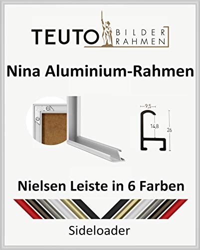 Aluminium Bilderrahmen Kollektion 20 x 30 cm Nielsen Leiste Nina hier Silber matt mit Kunststoffglas Antireflex 2 mm von TEUTO BILDERRAHMEN