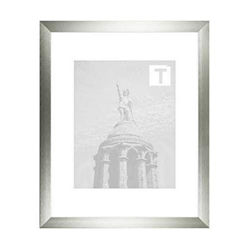 Aluminium-Bilderrahmen Tanja Silber 28 x 35 cm Kunststoffglas Antireflex 2mm breit stabil robust von TEUTO BILDERRAHMEN