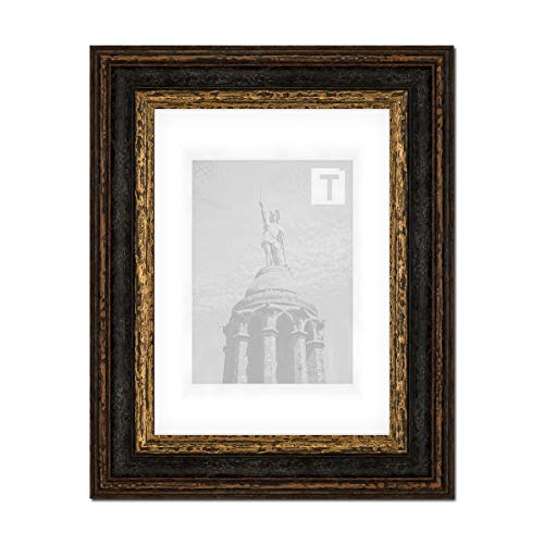 Barock-Bilderrahmen Heloise Schwarz Gold 60 x 80 cm Echtglas klar 2mm Antik gescheckt Vintage von TEUTO BILDERRAHMEN