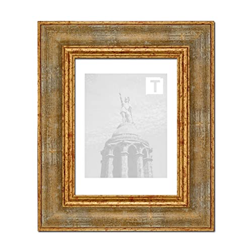 Barock-Bilderrahmen Margaux Türkis Gold 29,7 × 42 cm A3 Kunststoffglas klar 2mm massiv elegant stabil von TEUTO BILDERRAHMEN