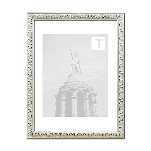 Barock-Bilderrahmen Sheila Silber 50 x 70 cm Echtglas Antireflex 2mm Florale Verzierung von TEUTO BILDERRAHMEN