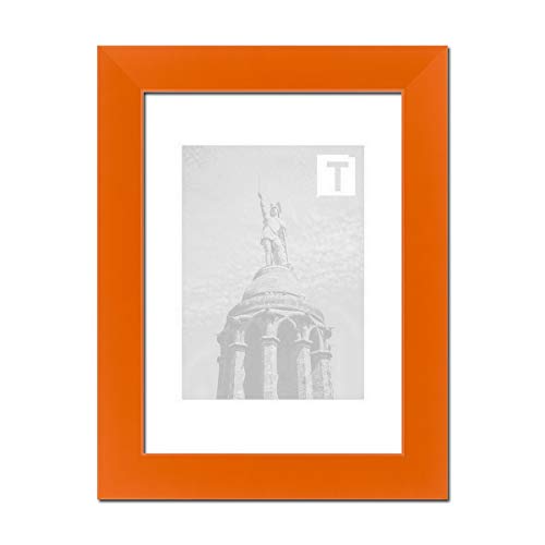 Echtholz-Bilderrahmen Franziska Orange 60 x 80 cm Echtglas klar 2mm hochwertig kantig schlicht von TEUTO BILDERRAHMEN