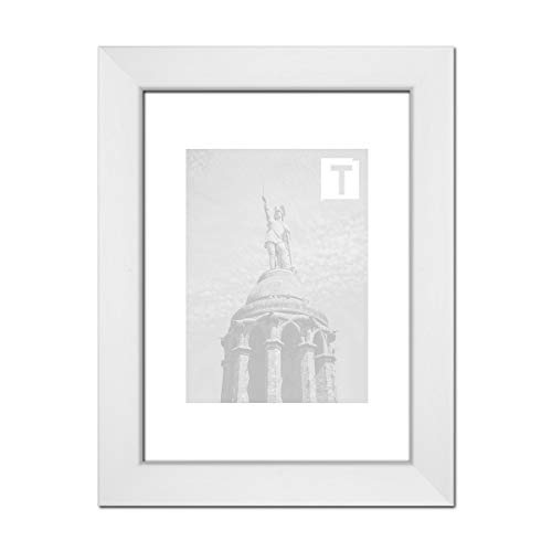 Echtholz-Bilderrahmen Franziska Weiß 13 x 18 cm Echtglas klar 2mm hochwertig kantig schlicht von TEUTO BILDERRAHMEN