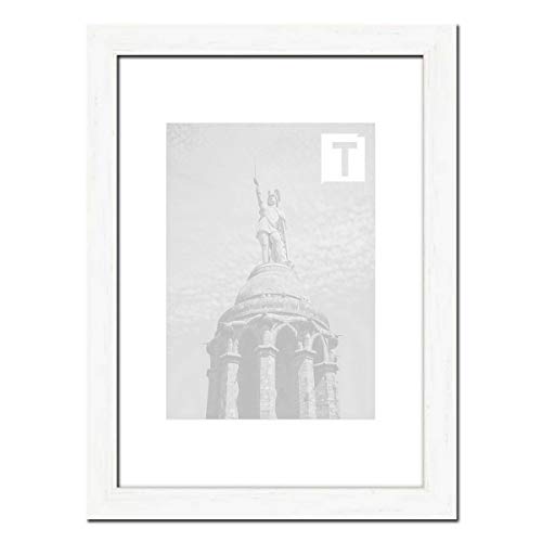 Echtholz-Bilderrahmen Jessica Weiß 10 x 15 cm Echtglas klar 2mm Maserung Natur skandinavisch von TEUTO BILDERRAHMEN