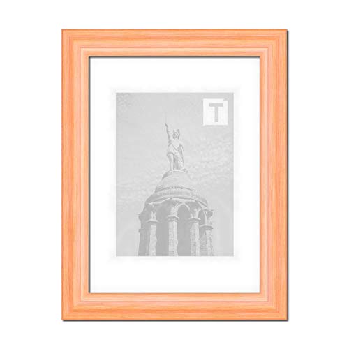 Echtholz-Bilderrahmen Lina Orange 20 x 30 cm Kunststoffglas klar 2mm Landhaus gewischt Vintage von TEUTO BILDERRAHMEN