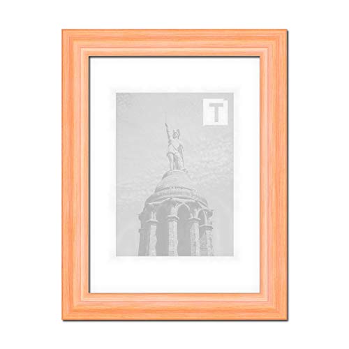 Echtholz-Bilderrahmen Lina Orange 21 × 29,7 cm A4 Echtglas Antireflex 2mm Landhaus gewischt Vintage von TEUTO BILDERRAHMEN