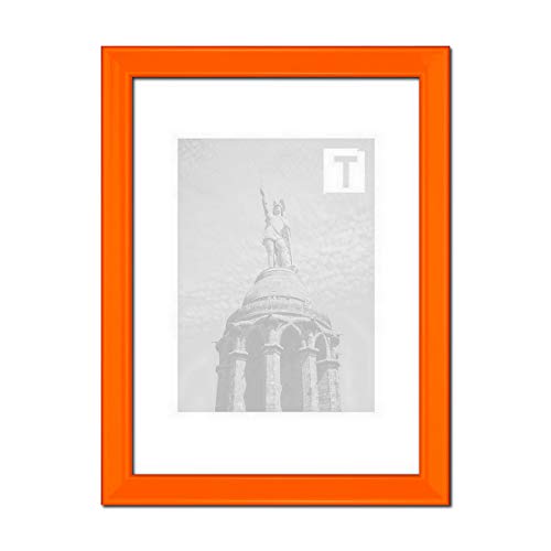 Echtholz-Bilderrahmen Mia Orange 21 × 29,7 cm A4 Echtglas Antireflex 2mm bunt farbintensiv von TEUTO BILDERRAHMEN