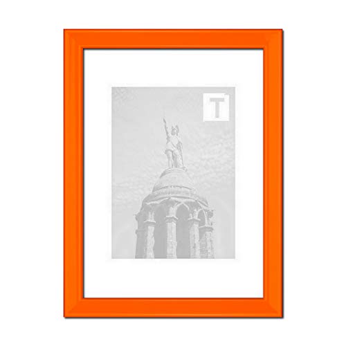 Echtholz-Bilderrahmen Mia Orange 21 × 29,7 cm A4 Kunststoffglas klar 2mm bunt farbintensiv von TEUTO BILDERRAHMEN