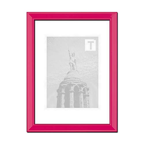 Echtholz-Bilderrahmen Mia Pink 9 x 13 cm Echtglas klar 2mm bunt farbintensiv von TEUTO BILDERRAHMEN