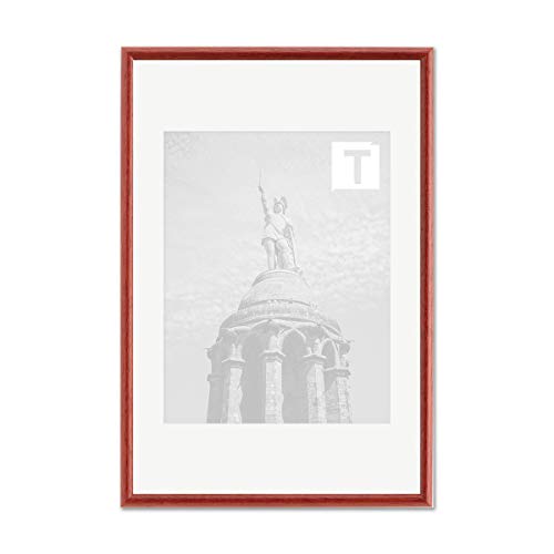 Echtholz-Bilderrahmen Pia Rot 42 × 59,4 cm A2 Kunststoffglas Antireflex 2mm rund schmal elegant massiv von TEUTO BILDERRAHMEN
