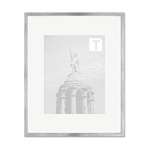 Echtholz-Bilderrahmen Sonja Silber 30 x 40 cm Museumsglas 2mm fein eckig dünn von TEUTO BILDERRAHMEN