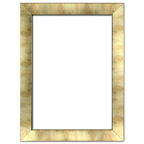 Holzwerkstoff Bilderrahmen Carla 24 x 30 cm mit weißer Rückwand 30x24 cm, hier Gold antik mit Kunststoffglas Antireflex 1mm von TEUTO BILDERRAHMEN