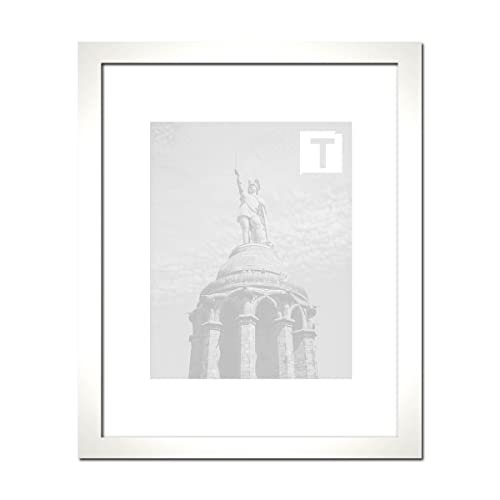 MDF-Bilderrahmen Monika 21 x 29,5 cm Modern kantig hier Weiß hochglanz mit Kunststoffglas klar 1 mm von TEUTO BILDERRAHMEN