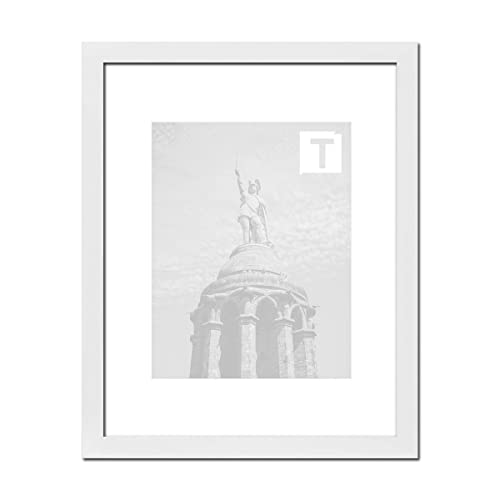 MDF-Bilderrahmen Monika 24,5 x 34,5 cm Modern kantig hier Weiß matt mit Kunststoffglas klar 1 mm von TEUTO BILDERRAHMEN