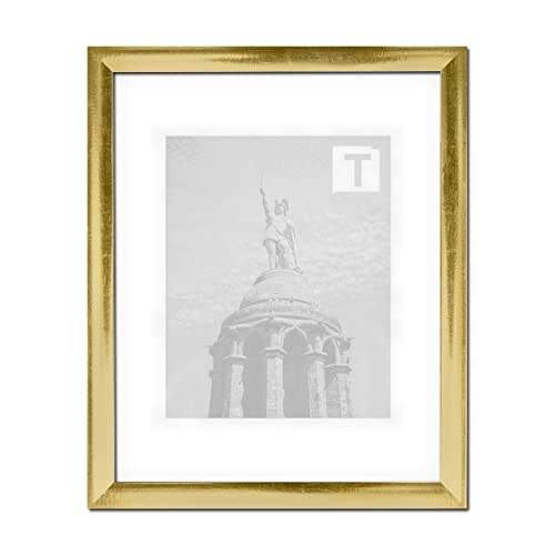 MDF-Bilderrahmen Valentina 30 x 40 cm Modern abgerundet hier Goldglanz Vintage mit Kunststoffglas klar 1 mm von TEUTO BILDERRAHMEN