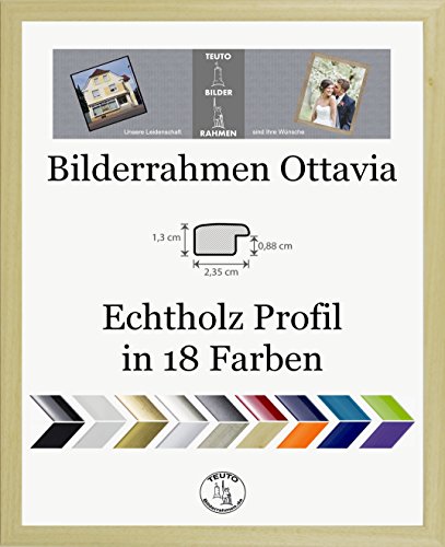 Ottavia Bilderrahmen 34 x 49 cm Massivholz rund elegant edel 49x34 cm Farbauswahl Natur mit Kunststoffglas Antireflex von TEUTO BILDERRAHMEN