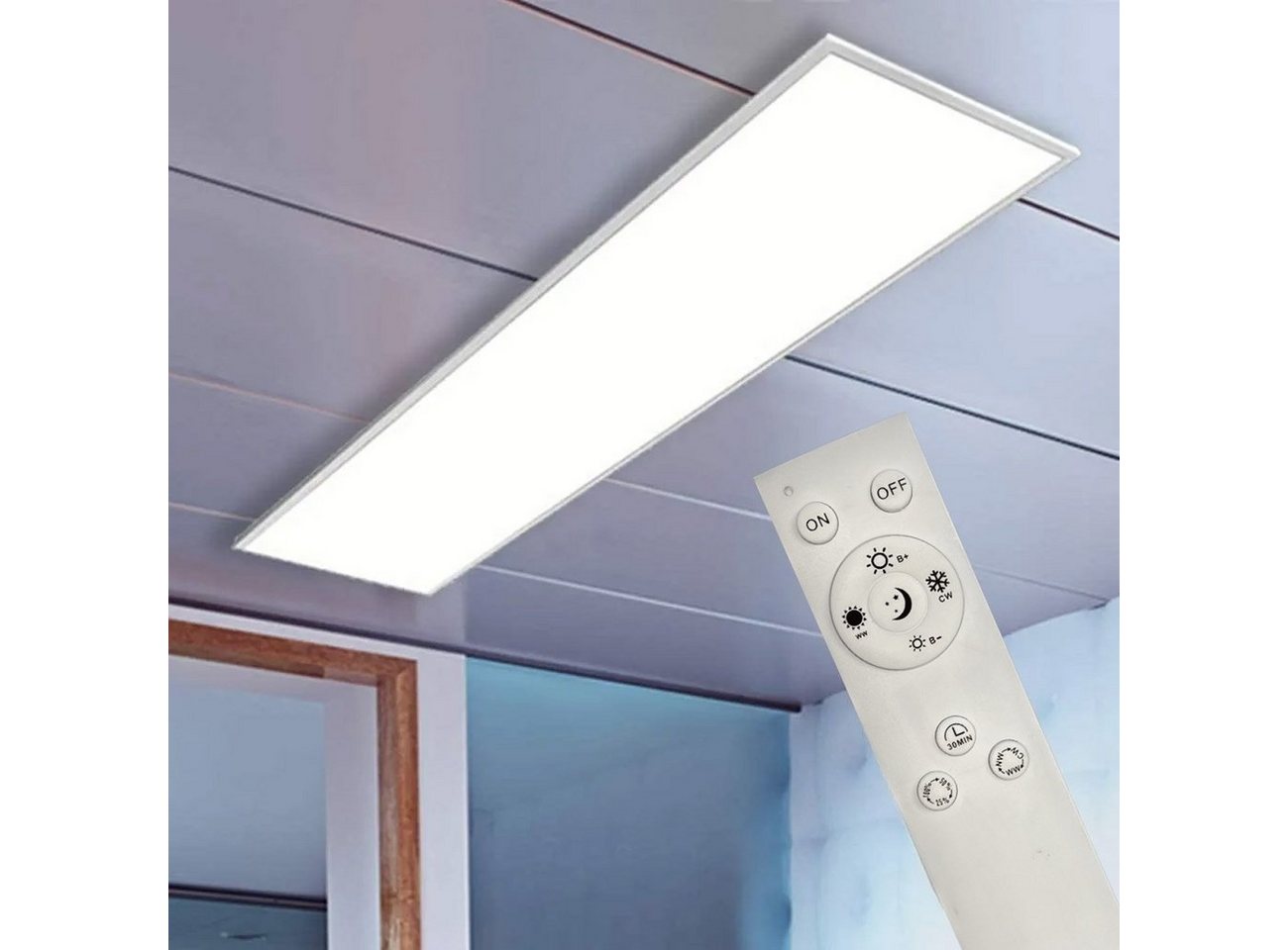 TEUTO Licht LED Panel LED Panel 90cm, mit Fernbedienung, dimmbar, 0-42W, 4320lm, LED fest integriert, Tageslichtweiß, Warmweiß, Neutralweiß, LED Pendelleuchte, LED Hängeleuchte, LED Deckenleuchte, LED Büroleuchte von TEUTO Licht