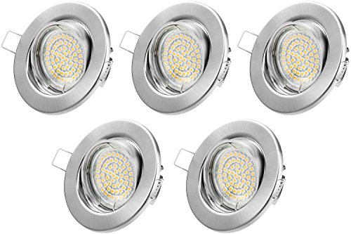 TEVEA LED Einbaustrahler Dimmbar GU10 Warmweiss 250lm - Chrom Gebürstet - Einbauleuchten - Einbauspots von TEVEA