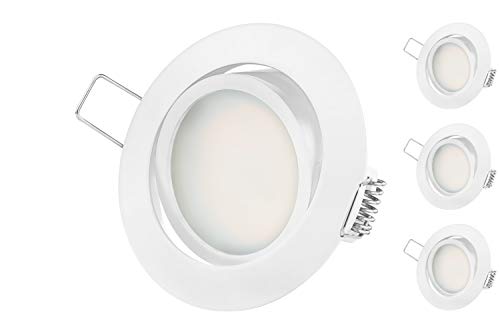 TEVEA Ultra Flach Dimmbar LED Einbaustrahler - Ra 90 natürliche Farben - 5.5W 230V - Einbauspots - Einbauleuchten (Weiss - Warmweiss) von TEVEA