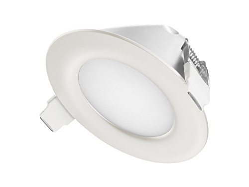 TEVEA® Ultra Flach LED Einbaustrahler IP44 dimmbar für den Wohnbereich |auch für das Bad geeignet| 6W 230V Rahmen weiss Rund Einbauspots Badleuchten (Kaltweiss) von TEVEA