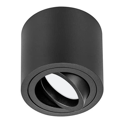 TEVEA LED GU10 Deckenspot | GU10 7W 230 3-Stufen Dimmbar | Aufbauspot komplett Set (Schwarz - Warmweiß) von TEVEA