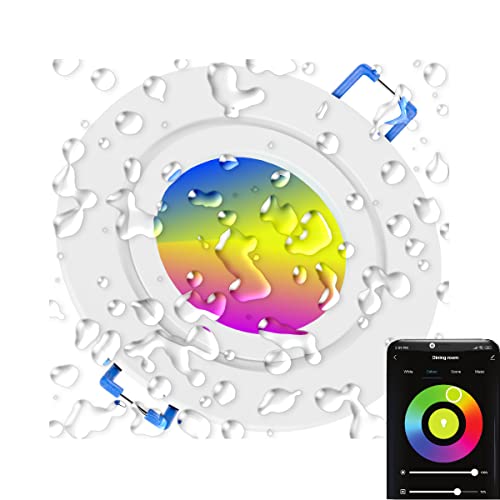TEVEA LED GU10 Einbaustrahler Dimmbar IP44 Smarthome RGBW | Spritzwassergeschützt 5W 230V GU10 Austauschbar | Smartphone Bedienung (Weiss) von TEVEA