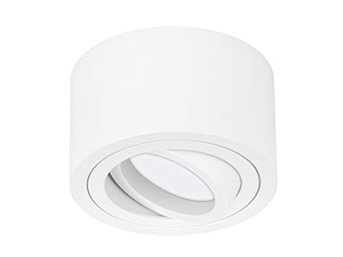 TEVEA Premium Deckenleuchte Aufbauspot Flach | Led Modul IP44 230V 7W 3 Step Dimmbar austauschbar | Deckenspot auch fürs Bad (Weiss - Warmweiss) von TEVEA