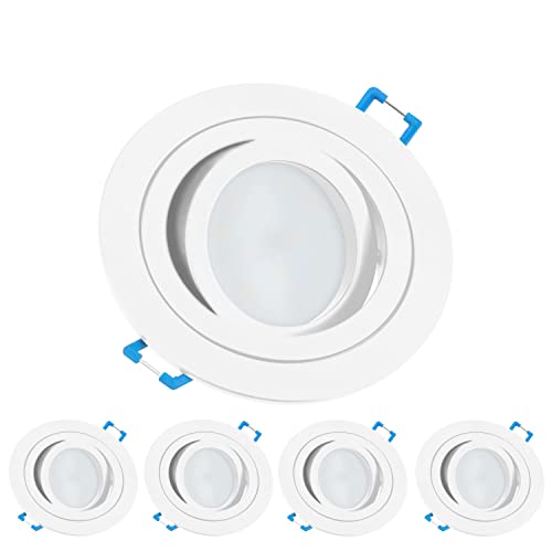 TEVEA Premium LED Einbaustrahler Schwenkbar -LED Modul 230V 5W austauschbar - Einbauleuchte auch fürs Bad - 5er Pack (Weiß - Neutralweiß) von TEVEA