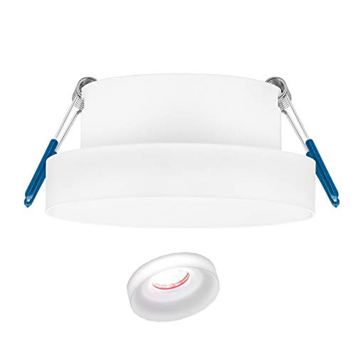 TEVEA Premium Led Einbauleuchte mit Aufbauleuchte Optik | acryl aufbau Satz weit Abstrahlwinkel | Led Modul austauschbar 5W 230V IP44 auch fürs Bad | Led Einbaustrahler (Warmweiß-5W) von TEVEA