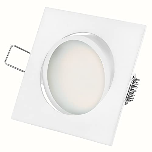 TEVEA Ultra Flach Premium LED Einbauleuchte - austauschbares Led Modul 3.5W 230V 350lm - Weiß Schwenkbar - Einbauspots - Einbaustrahler (Neutralweiss) von TEVEA