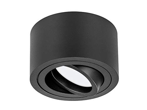 TEVEA Premium Deckenleuchte Aufbauspot Flach | Led Modul IP44 230V 7W 3 Step Dimmbar austauschbar | Deckenspot auch fürs Bad (Matt Schwarz - Warmweiss) von TEVEA