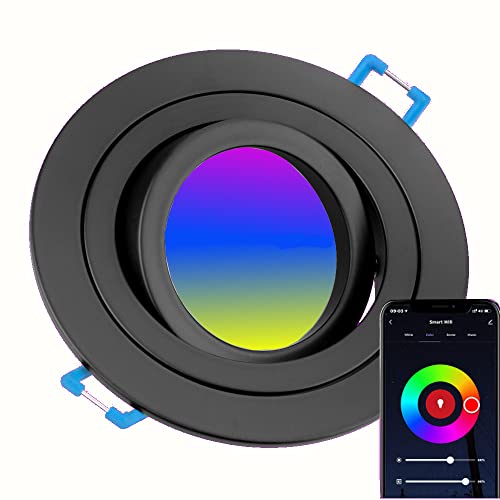 Tevea Premium Dimmbar RGBW Led Einbaustrahler Schwenkbar | GU10 5W 230V austauchbar Led | Smarthome | Wifi control (Matt Schwarz) von TEVEA