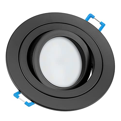 Tevea Premium LED Einbaustrahler Schwenkbar - Matt Schwarz - Warmweiß - LED Modul 230V 5W austauschbar - Einbauleuchte auch fürs Bad - in 2 Lichtfarben und 3 Spot Farben erhältlich von TEVEA