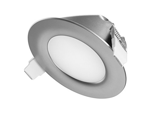 Ultra Flach LED Einbaustrahler IP44 | auch für das Bad geeignet | Warmweiss Kaltweiss | 4W 230V Einbauspots Einbauleuchten Badleuchten (Silber - Neutralweiss) von TEVEA