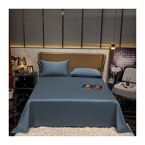 Bettlaken Baumwoll-Satin Fadenzahl 300 Laken Bettlaken Ohne Gummizug Betttuch Aus 100% Langstapelige Baumwolle Haustuch Betttuch Vielen Größen Und Farben (Color : Blue A, Size : 160x230cm-63x90) von TEVTEV