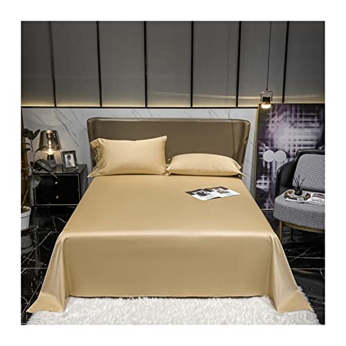 Bettlaken Baumwoll-Satin Fadenzahl 300 Laken Bettlaken Ohne Gummizug Betttuch Aus 100% Langstapelige Baumwolle Haustuch Betttuch Vielen Größen Und Farben (Color : Gold, Size : 245x270cm-96x106) von TEVTEV