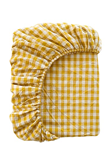Bettlaken mit Gummizug Kariert Spannbettlaken Boxspringbett Spannbetttuch for Mädchen Jungen Teenager Erwachsene 100% Gewaschene Baumwolle (Color : U, Size : 150x200+20cm) von TEVTEV