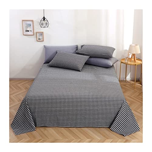 Bettlaken ohne Gummizug 100% Gewaschene Baumwolle Haustuch Karo-Streifenmuster Betttuch ohne Gummi Baumwollstoff Laken Verschiedene Größen und Farben (Color : Gray B, Size : 200x230cm) von TEVTEV