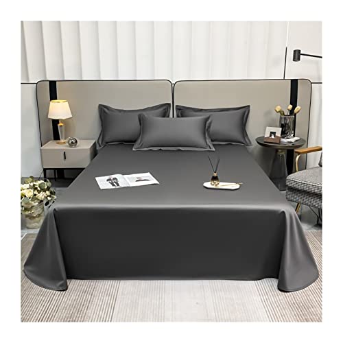 Betttuch Bettlaken ohne Gummi 100% Langstapelige Baumwolle Satin Fadenzahl 500 Haustuch Betttuch Bettlaken ohne Gummizug vielen Größen und Farben (Color : Gray A, Size : 245x270cm-96x106) von TEVTEV