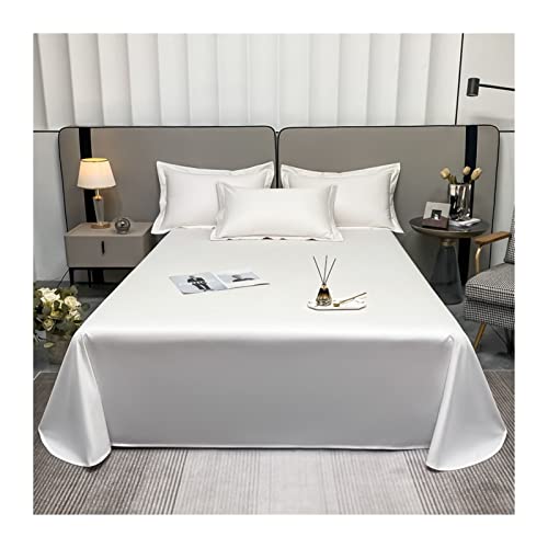 Betttuch Bettlaken ohne Gummi 100% Langstapelige Baumwolle Satin Fadenzahl 500 Haustuch Betttuch Bettlaken ohne Gummizug vielen Größen und Farben (Color : White, Size : 180x240cm-70x96) von TEVTEV