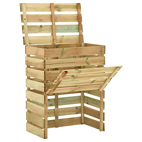 Holz Kompostsilo, Komposter mit Deckel Lattenrost Kompostbehälter Holzkomposter Steckkomposter Gartenkomposter 80x50x100 cm von TEWTX7
