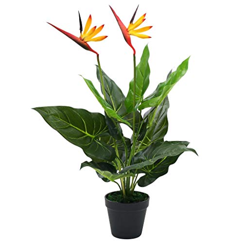 Kunstpflanze Künstliche Strelitzia Reginae Paradiesvogelblume - 66 cm - Deko Pflanze Zimmerpflanze künstlich Kunstbaum von TEWTX7