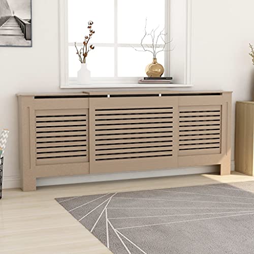 TEWTX7 Heizkörperverkleidung - Modernes Horizontalen Latten Design Länge Einstellbar Heizkörperabdeckung für Wohnzimmer Schlafzimmer Küche 142-205 x 20,5 x 82 cm MDF von TEWTX7