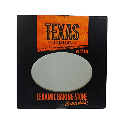 TEXAS CLUB Pizza Baking Stone 36cm Large Ceramic Baking Stone Suitable for Kamado BONO Media and Grande Grill Models Beige von TEXAS CLUB