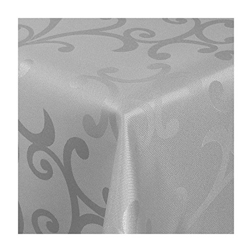 Damast Tischdecke Maßanfertigung im Milano-Design in grau-Silber 130x290 cm eckig,weitere Längen und Farben wählbar von TEXMAXX