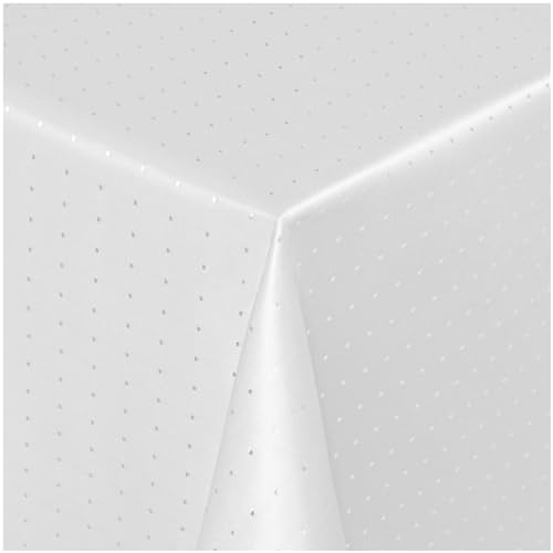 Damast Tischdecke Maßanfertigung im Punkte-Design in Weiss 130x240 cm eckig,weitere Längen und Farben wählbar von TEXMAXX
